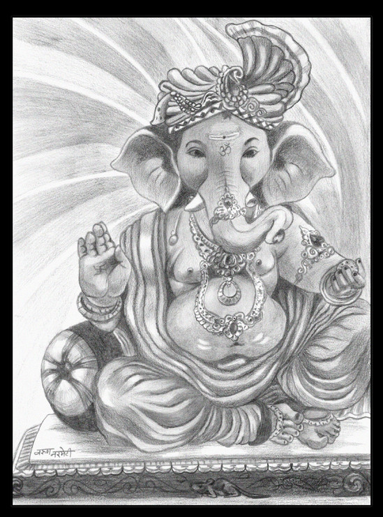 Shree Ganesh  (PRT_8408_63582) - Canvas Art Print - 18in X 24in