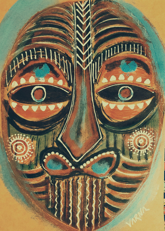 Tribal Mask (full) (PRT_8079_63478) - Canvas Art Print - 11in X 16in