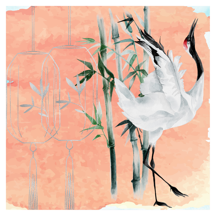Beautiful Crane In The Wild (PRT_8429_63928) - Canvas Art Print - 18in X 18in
