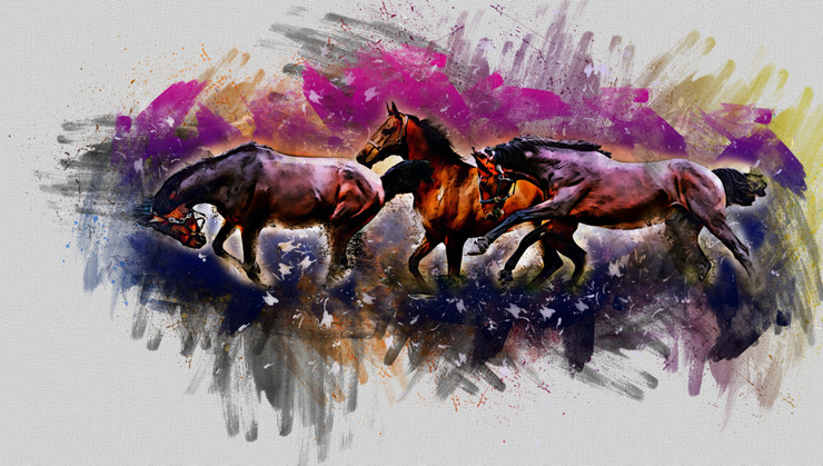 Horse Watercolor (PRT_7809_63877) - Canvas Art Print - 36in X 20in