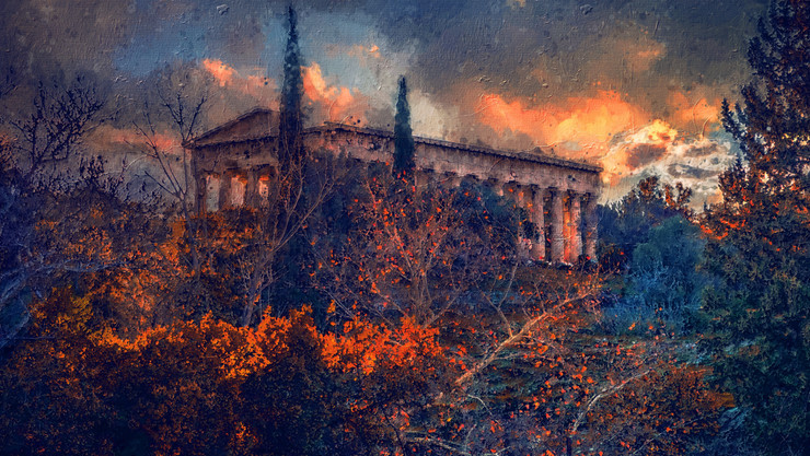 Ancient Architecture Building Old Historic (PRT_7809_63865) - Canvas Art Print - 36in X 20in