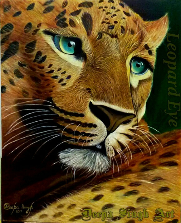 Leopard Eye (ART_8424_63761) - Handpainted Art Painting - 24in X 30in