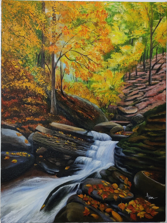 Flowing beauty (ART_8423_63745) - Handpainted Art Painting - 18in X 24in