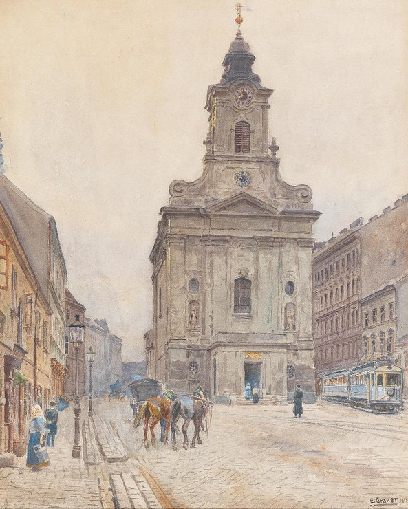 The So Called Rauchfangkehrerkirche In Vienna By Ernst Graner (PRT_12359) - Canvas Art Print - 17in X 21in
