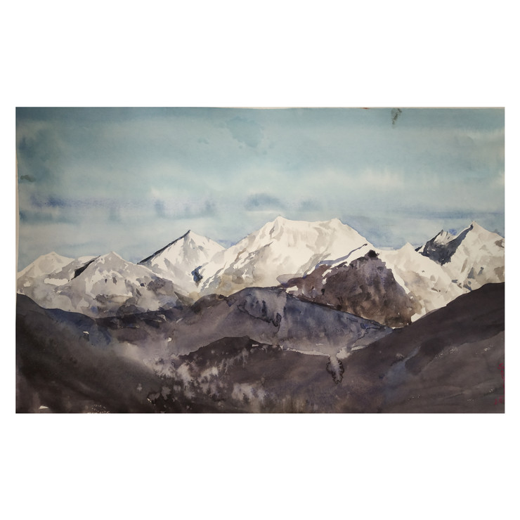 Mountain (ART_7901_64008) - Handpainted Art Painting - 22in X 13in