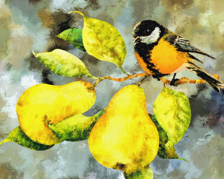 Bird food abstract trees (PRT_7809_63958) - Canvas Art Print - 36in X 28in