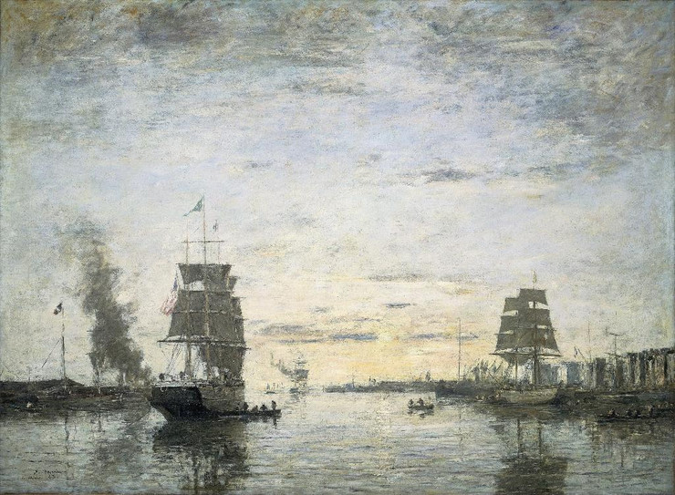 Entrance To The Harbor,Le Havre (1883) By Eug√®ne Boudin (PRT_12406) - Canvas Art Print - 23in X 17in