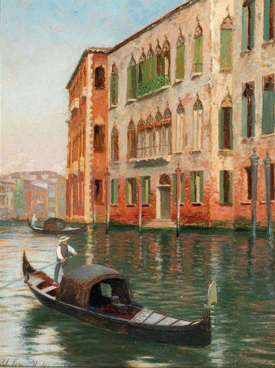 Venice, A Scene On A Canal (1912) By Claus Adolf Heinrich Hansen (PRT_12433) - Canvas Art Print - 17in X 22in