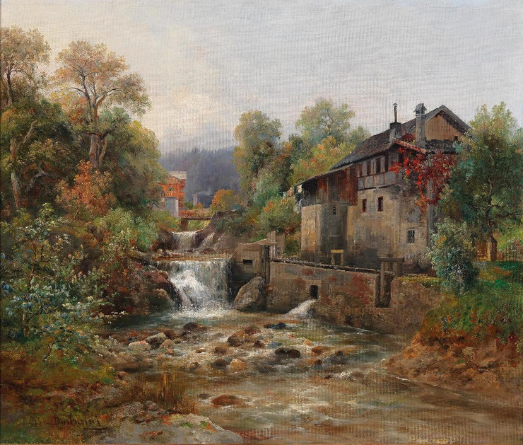 Am M√ºhlenbach By Emil Barbarini (PRT_12424) - Canvas Art Print - 19in X 16in