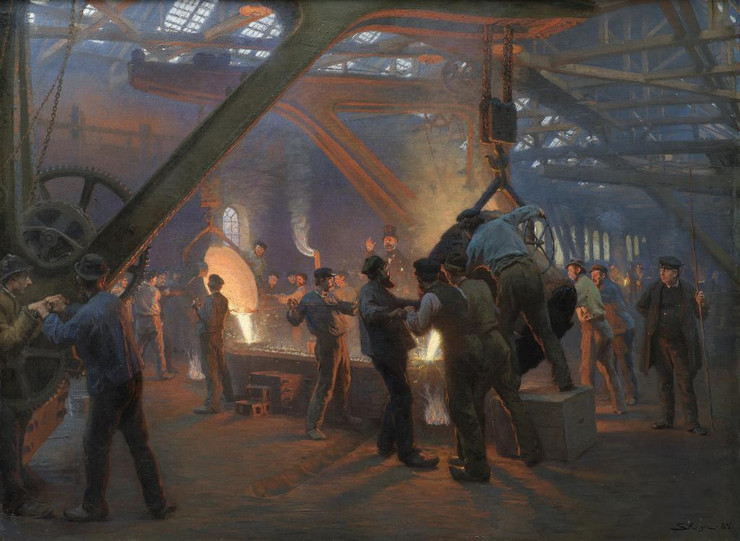 The Iron Foundry, Burmeister And Wain (1885) By Peder Severin Kr√∏yer (PRT_12490) - Canvas Art Print - 27in X 20in