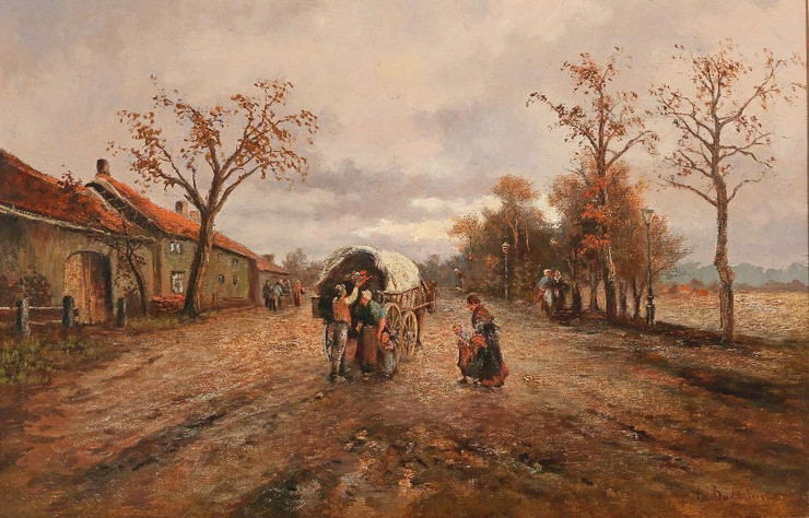 On The Country Road By Emil Barbarini (PRT_12432) - Canvas Art Print - 24in X 16in