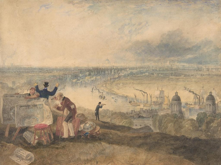 View Of London From Greenwich (1825) By Joseph Mallord William Turner (PRT_12529) - Canvas Art Print - 22in X 16in