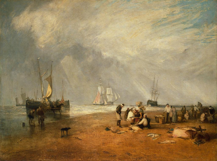 The Fish Market At Hastings Beach By Joseph Mallord William Turner (PRT_12541) - Canvas Art Print - 23in X 17in