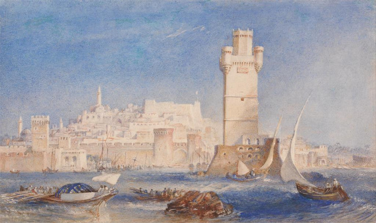 Rhodes (between 1823 And 1824) By Joseph Mallord William Turner (PRT_12546) - Canvas Art Print - 26in X 16in