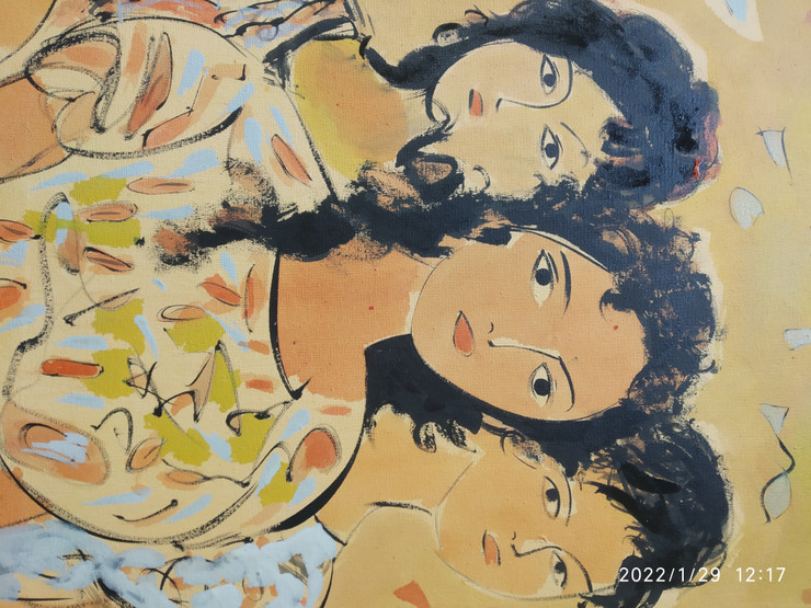 Untitled (ART_8426_64450) - Handpainted Art Painting - 14in X 16in
