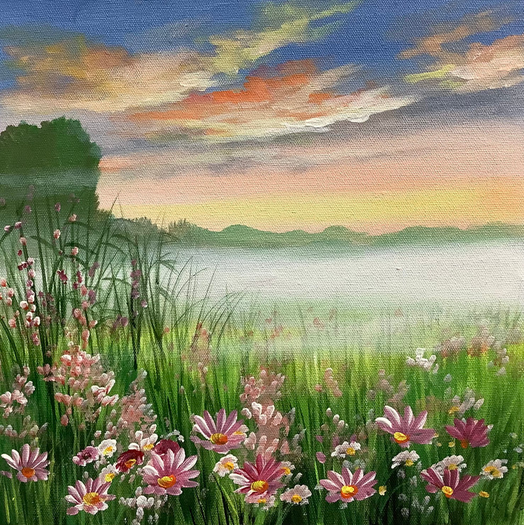 Foggy Morning view by ARTOHOLIC (ART_3319_64503) - Handpainted Art Painting - 30in X 30in