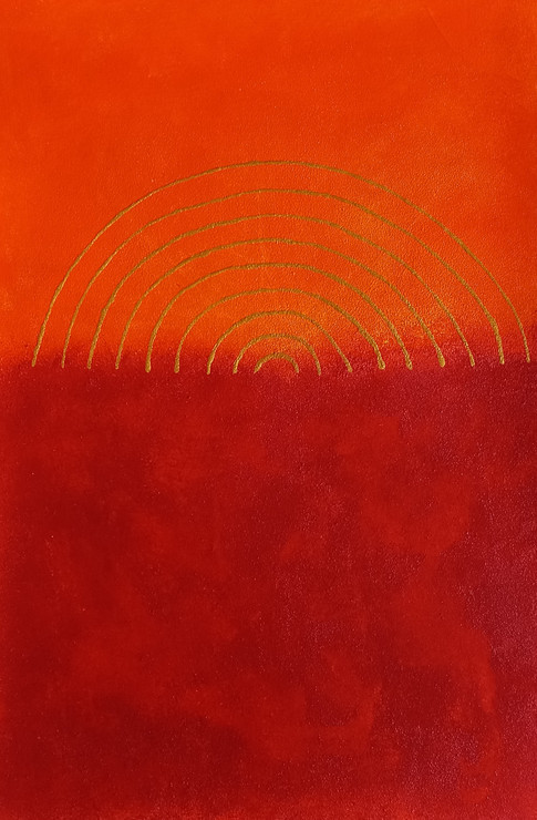 The Rising Sun - Abstract Art (ART_8429_64406) - Handpainted Art Painting - 10in X 14in