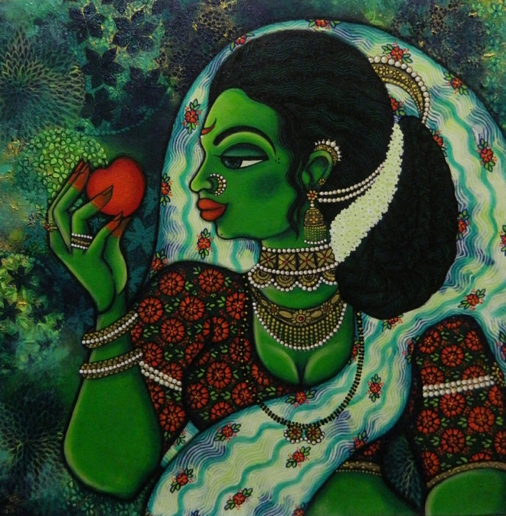 Gehena  (ART_7261_64320) - Handpainted Art Painting - 24in X 24in