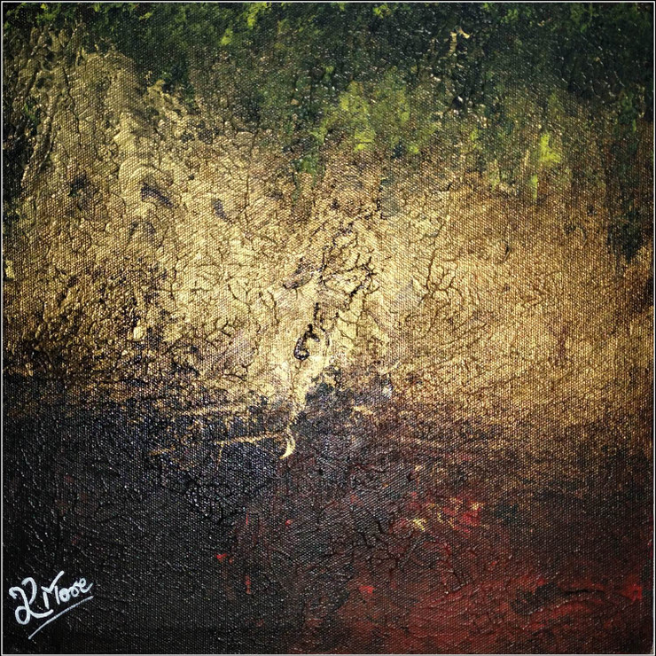 ABSTRACT ART 2 - GOLDEN  (ART_1033_64197) - Handpainted Art Painting - 12in X 12in