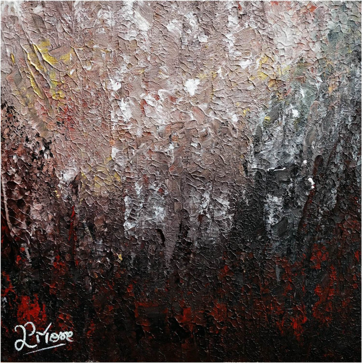 ABSTRACT ART 1 - CREAM (ART_1033_64196) - Handpainted Art Painting - 12in X 12in