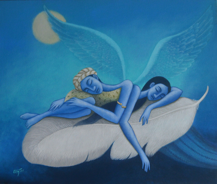 Dream Love 1 (ART_8444_64167) - Handpainted Art Painting - 36in X 30in