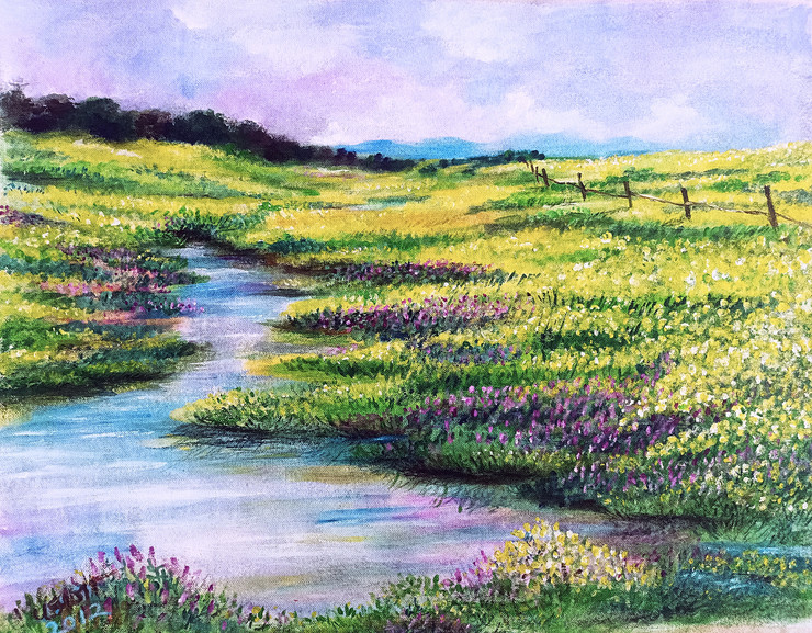 Natural Lawn Grass (ART_1224_64134) - Handpainted Art Painting - 21in X 16in