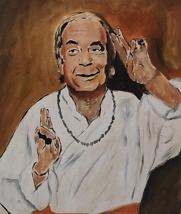 Pt. Birju Maharaj - Freehand Oil Portrait (ART_5557_64124) - Handpainted Art Painting - 17in X 19in