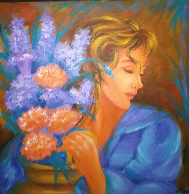 Precious Burden,Female,Womne,Lady , Lady with flower