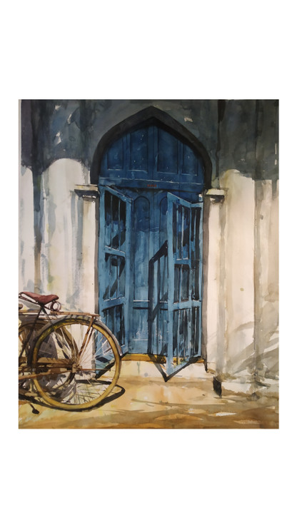 The blue door (PRT_7901_64548) - Canvas Art Print - 22in X 28in