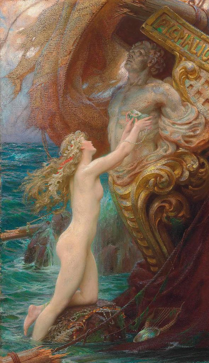 A Deep Sea Idyll By Herbert James Draper (PRT_13118) - Canvas Art Print - 23in X 39in