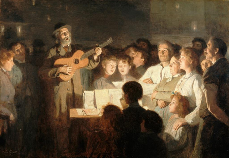 Le Marchand De Chansons (1903) By Victor Gabriel Gilbert (PRT_13144) - Canvas Art Print - 26in X 18in
