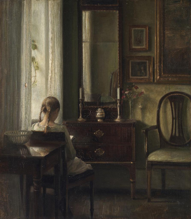 Interior With A Girl Reading (1903) By Carl Hols√∏e (PRT_13135) - Canvas Art Print - 30in X 34in