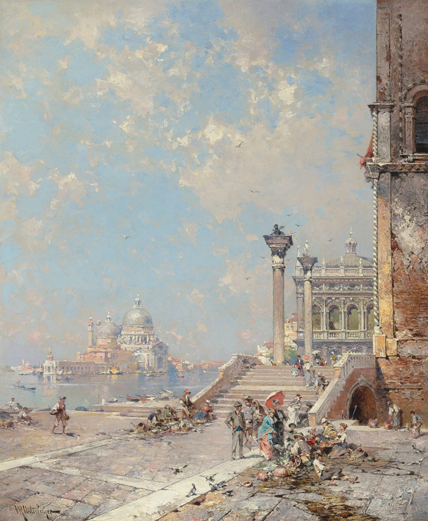 Ponte Di Paglia, Riva Schiavoni, Venice (circa 1894) By Franz Richard Unterberger (PRT_13273) - Canvas Art Print - 16in X 20in