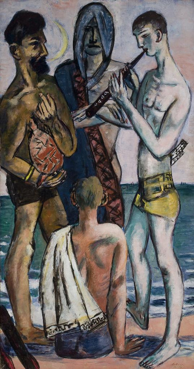 Young Men By The Sea By Max Beckmann (PRT_13212) - Canvas Art Print - 15in X 29in