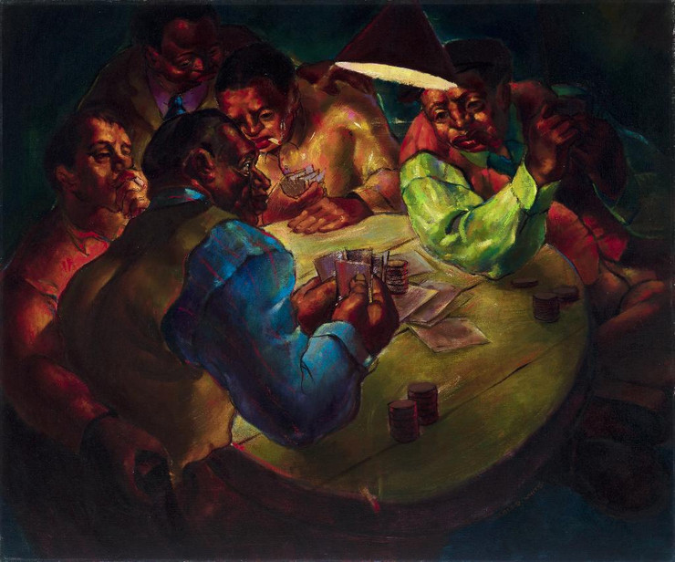 Card Players By Charles White (PRT_13233) - Canvas Art Print - 26in X 22in