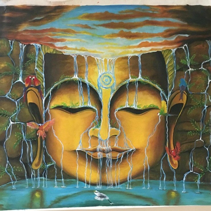The supreme Lord Buddha (ART_1288_57256) - Handpainted Art Painting - 46in X 42in