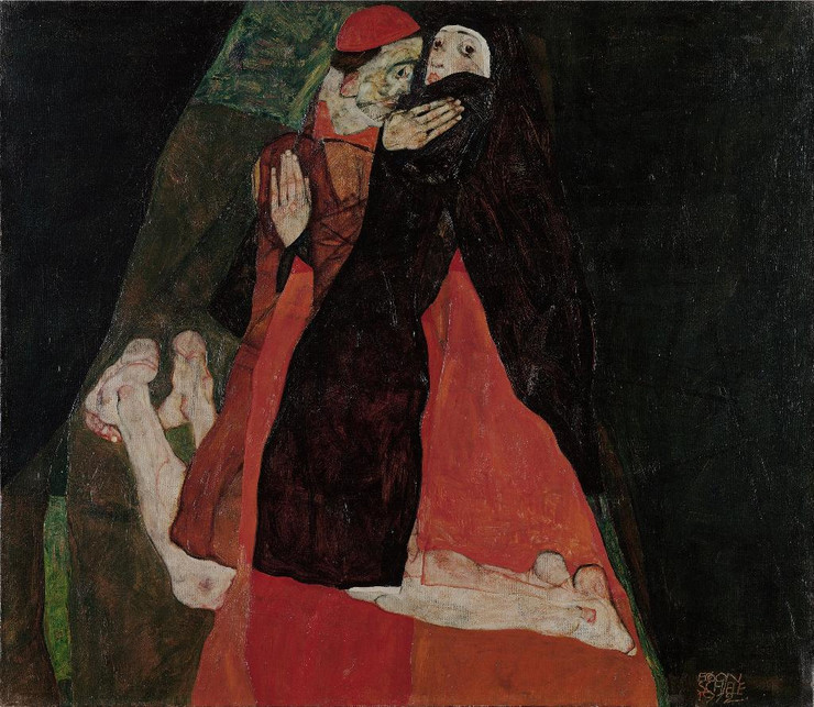 Cardinal And Nun (Caress) (1912) By Egon Schiele (PRT_13729) - Canvas Art Print - 28in X 24in