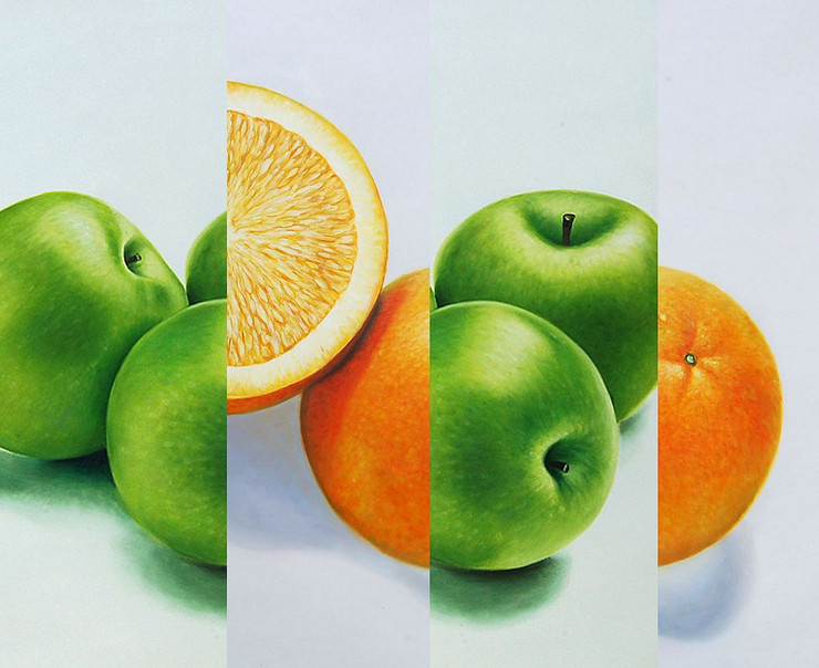 Stll Life,Fruits,Fruit Dish,Apple ,Oranges,GreenApple