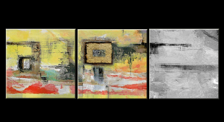 mulitipiece, 3 piece, 3 panels, 3 , abstract, green abstract