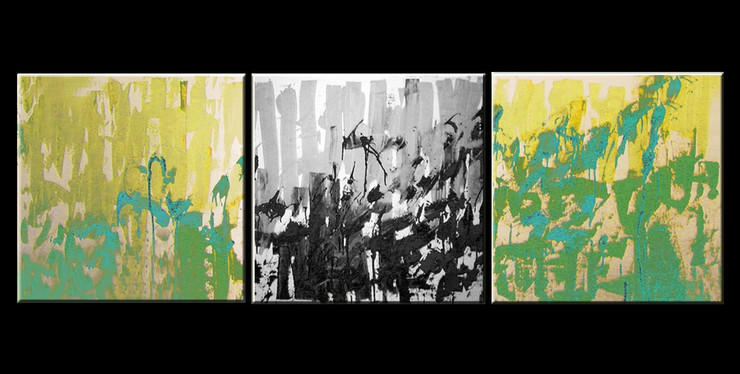 mulitipiece, 3 piece, 3 panels, 3 , abstract, green abstract