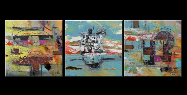 mulitipiece, 3 piece, 3 panels, 3 , abstract, green abstract