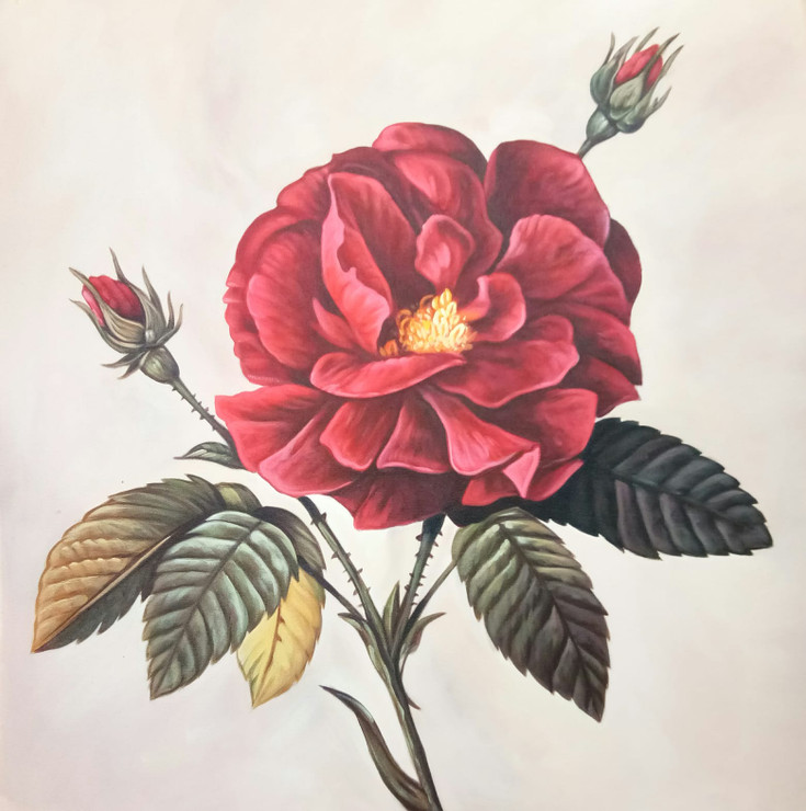 ROSE FLOWER PAINTING BY ARTOHOLIC (ART_3319_65125) - Handpainted Art Painting - 24in X 24in