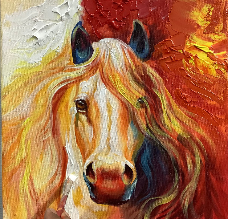 HORSE PAINTING VASTU BY ARTOHOLIC (ART_3319_65096) - Handpainted Art Painting - 30in X 30in