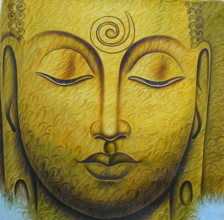 BUDDHA PAINTING VASTU BY ARTOHOLIC (ART_3319_65026) - Handpainted Art Painting - 30in X 30in