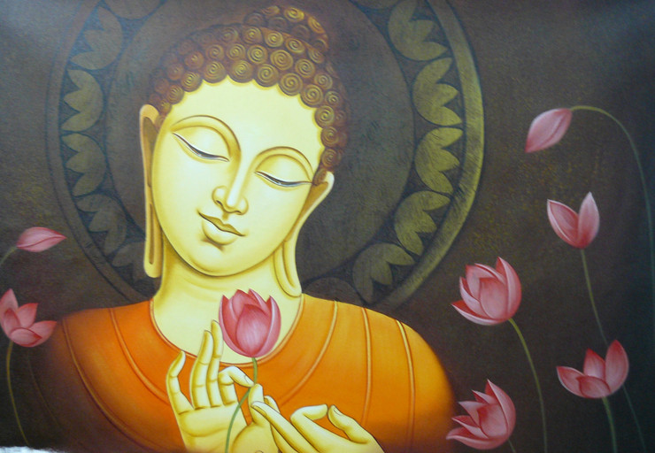 BUDDHA PAINTING VASTU BY ARTOHOLIC (ART_3319_65022) - Handpainted Art Painting - 36in X 24in