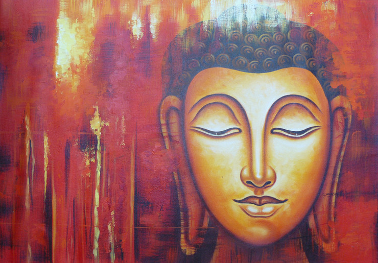 BUDDHA PAINTING VASTU BY ARTOHOLIC (ART_3319_65005) - Handpainted Art Painting - 36in X 24in