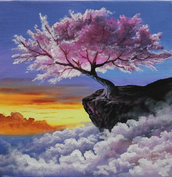 Landscape Painting- Nature's Heaven (ART_3319_64962) - Handpainted Art Painting - 24in X 24in
