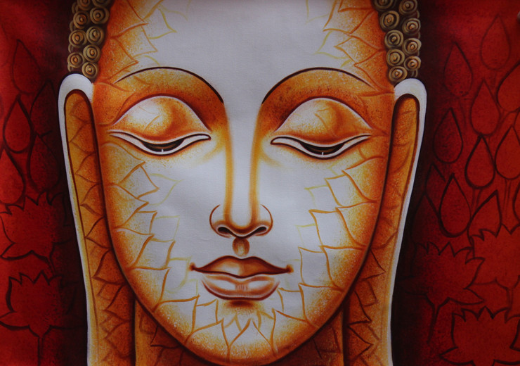 BUDDHA PAINTING VASTU (ART_3319_64958) - Handpainted Art Painting - 36in X 24in
