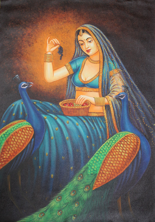 RAJASTHANI LADY BY ARTOHOLC (ART_3319_64946) - Handpainted Art Painting - 24in X 40in