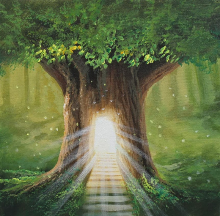 DOOR TO HEAVEN BY ARTOHOLIC (ART_3319_64929) - Handpainted Art Painting - 30in X 30in